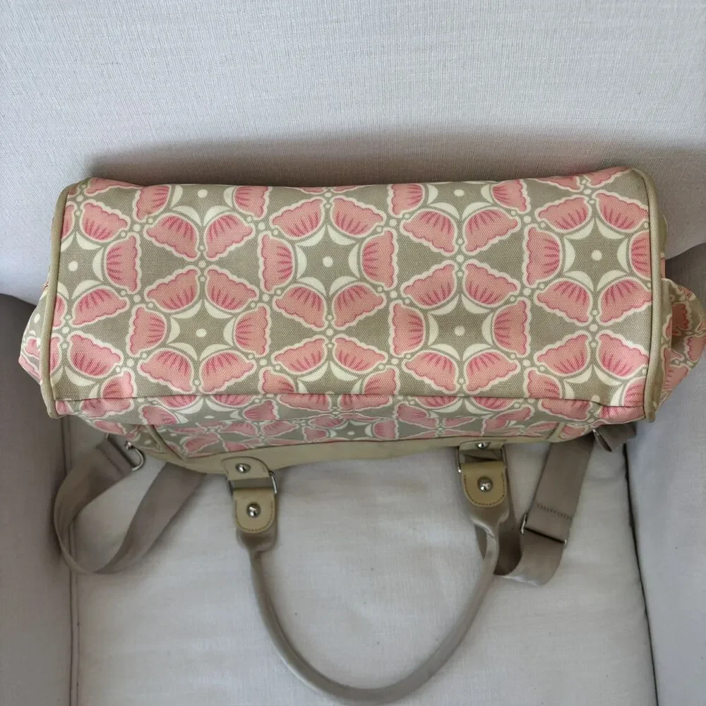 Petunia Pickle Bottom City Carryall Blooming Brixham Diaper Bag Pink Beige Chic